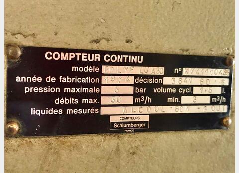 Compteur Alcool SCHLUMBERGER - Sur Skid avec pompe et filtre