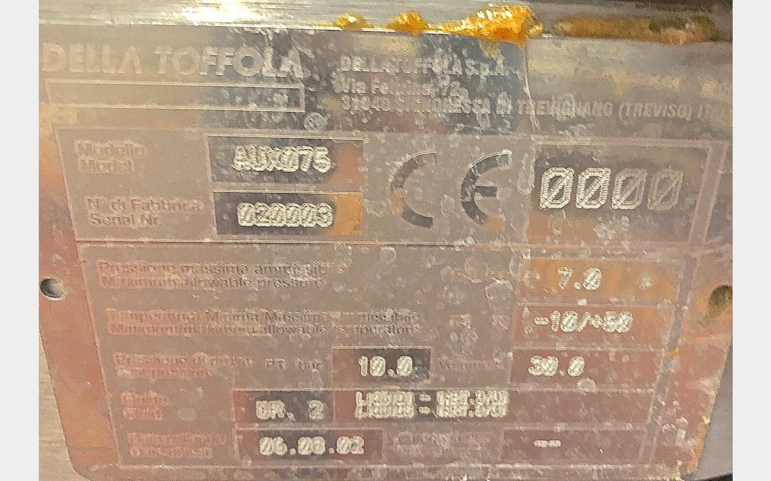 Filtre &agrave; terre - NF 10 ATEX D&eacute;bit : 300 HL/h DELLA TOFFOLA