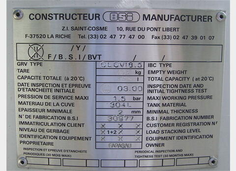 conteneur INOX 304L 850 litres