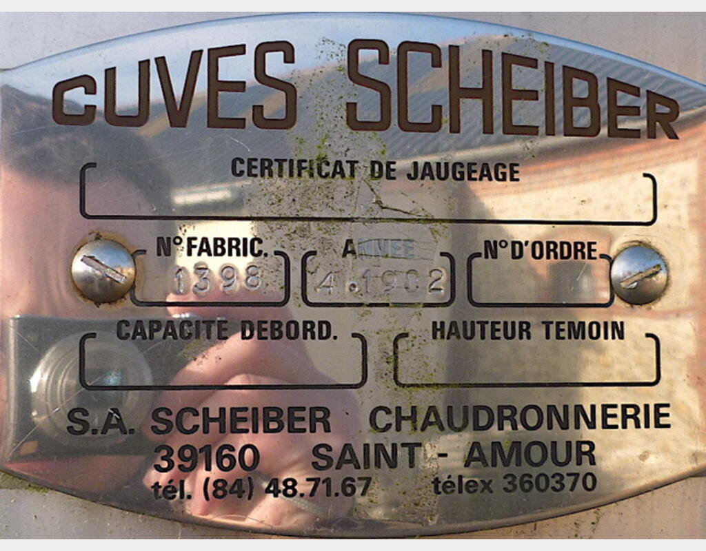 Cuve de stockage en INOX 304L (TH) - Marque : SCHEIBER.
