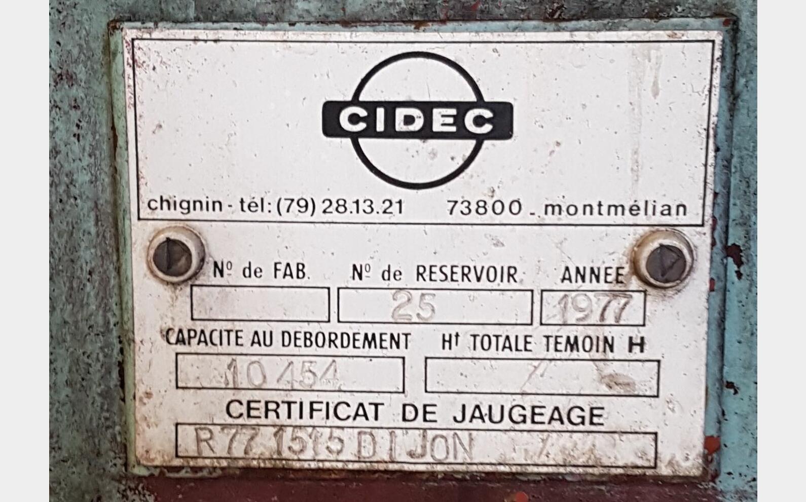 Cuve ferm&eacute;e acier emaill&eacute; Marque : CIDEC