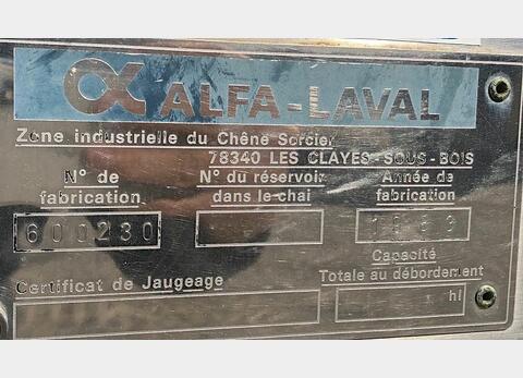 Tank &agrave; lait inox PU0118 Type : RVS ALFA LAVAL