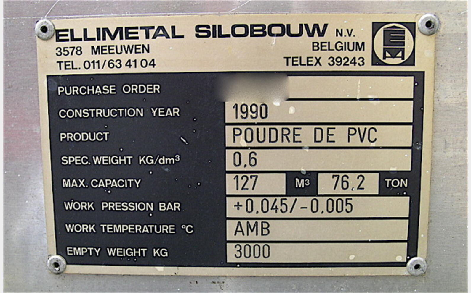 127.000 L 127.000 Litres Chimie, ELLIMETAL
