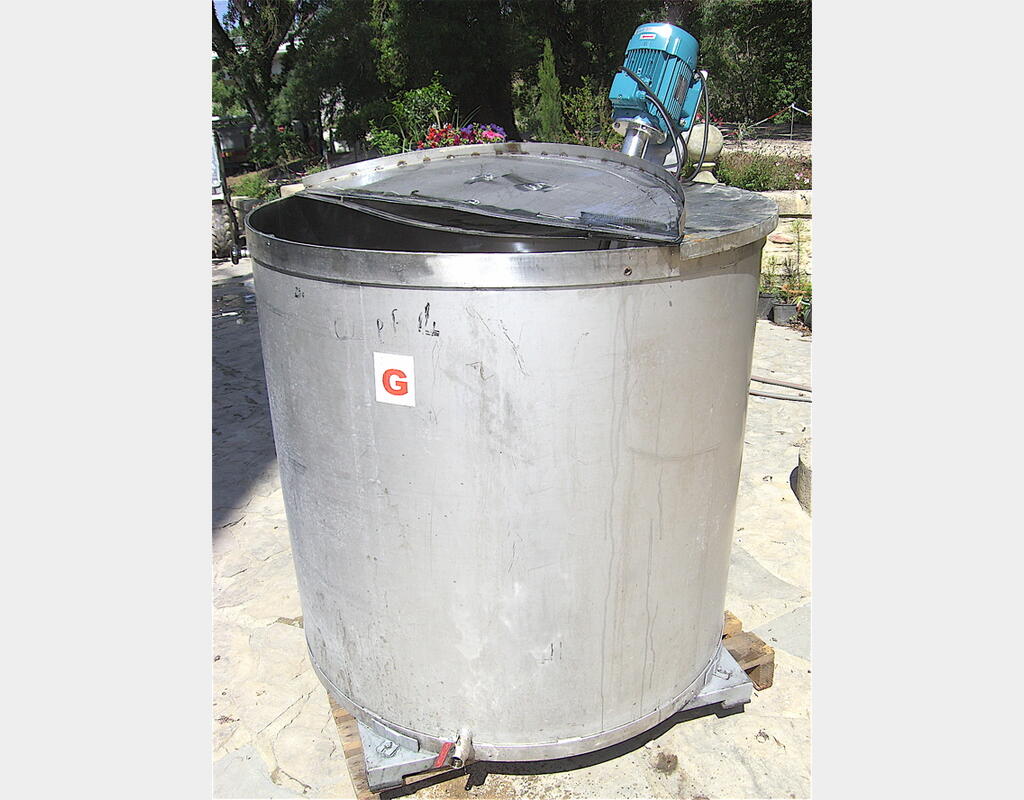 Cuve de mélange, INOX 304L - Cylindrique verticale sur pied