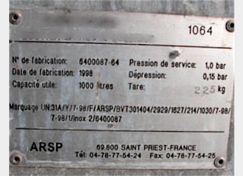 1.000 L Volume 1.000 L - ann&eacute;e 1998 Prov.cosm&eacute;tique , Marque ARSP