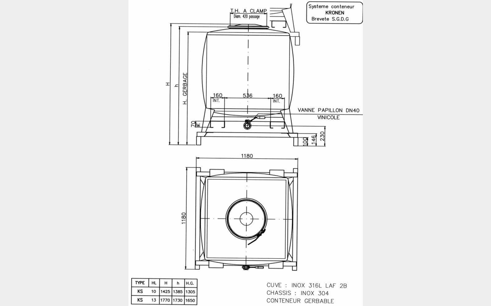 975 L Marque 3C Volume 975 Litres