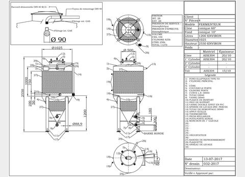 304 stainless steel tank - Closed - Cylindro-conical