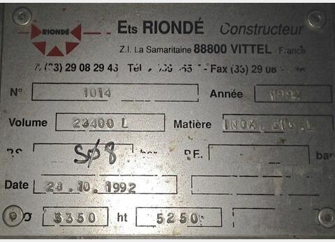 316L stainless steel tank 280 HL (28 000 Liters)