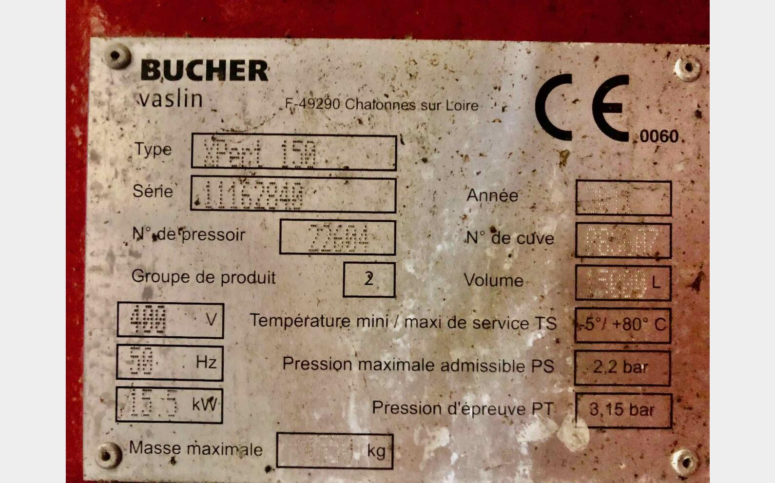 Pressoir - Xpert 150 150 HL (15 000 litres) BUCHER VASLIN