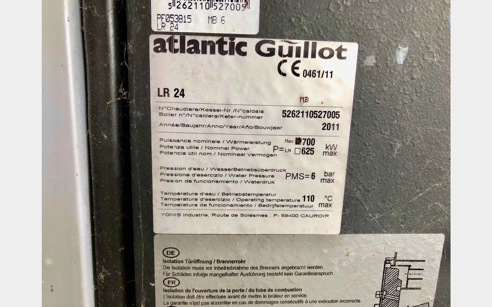 Chaudi&egrave;re - 700 kW / 6 bar 7 kW - 6 bar ATLANTIC GUILLOT