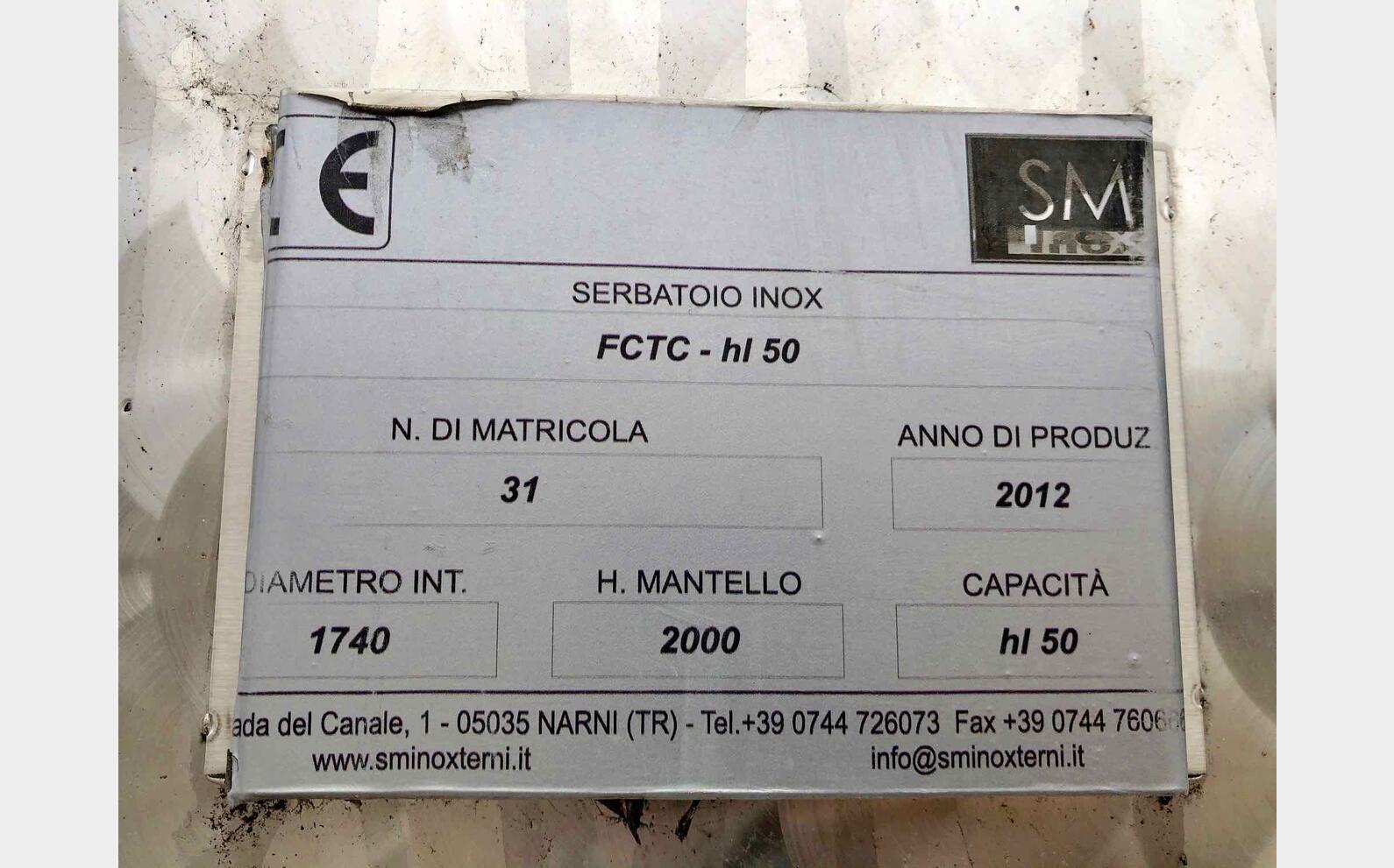 Stainless steel tank 50 HL (5 000 liters) SM INOX