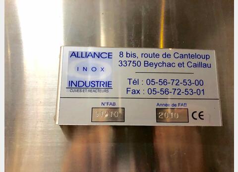 Stainless steel tank on feet 100 HL (10 000 Liters) ALLIANCE INOX
