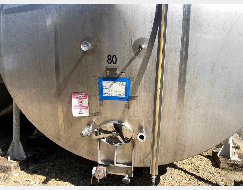 Cuve de stockage inox 304 horizontale - Volume : 1050 HL (105 000 litres)