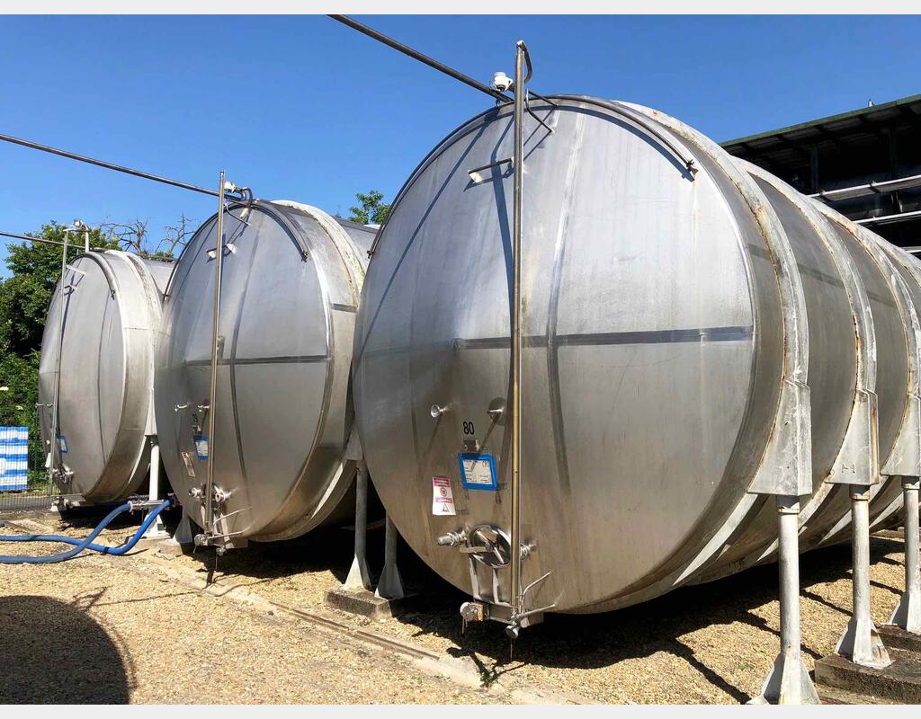 Cuve de stockage inox 304 horizontale - Volume : 1050 HL (105 000 litres)