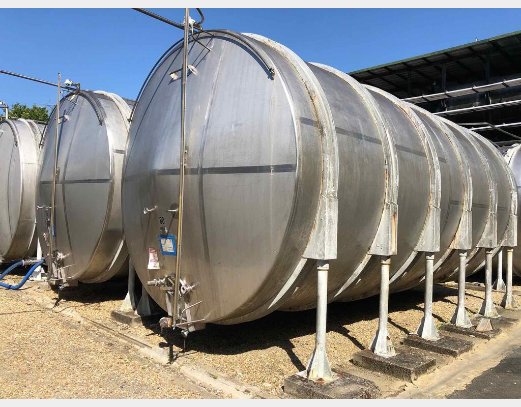 Cuve de stockage inox 304 horizontale - Volume : 1050 HL (105 000 litres)