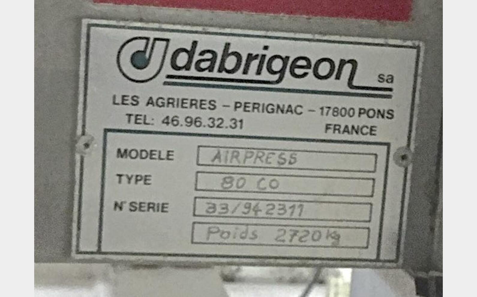 Pressoir pneumatique Mod&egrave;le : Airpress 80 ECO