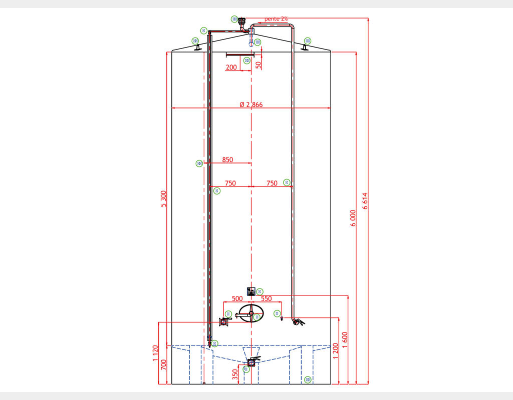 316L stainless steel tank - Closed