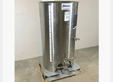 Cylindrical 304 stainless steel tank on frame - with floating cap 300 l