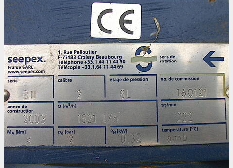 pompe &agrave; rotor excentr&eacute; Ann&eacute;e : 2003 Marque : SEEPEX