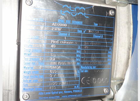 Echangeur de chaleur en spirale - Marque : ALFA LAVAL