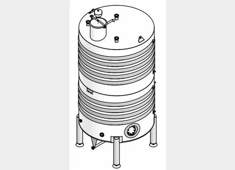 Cuve sur pieds avec circuit coquillé - Inox 316 L  Volume : 10 200 litres