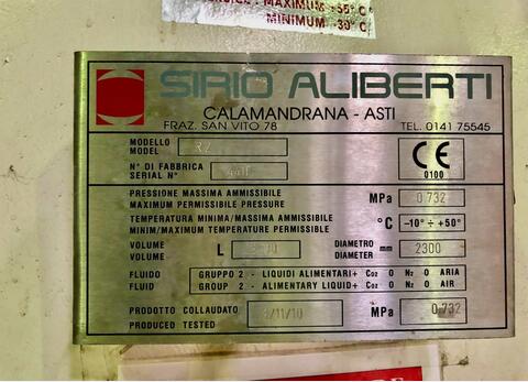 Cuve acier rev&ecirc;tu - Prise de mousse 215 HL (21 500 litres) SIRIO ALIBERTI
