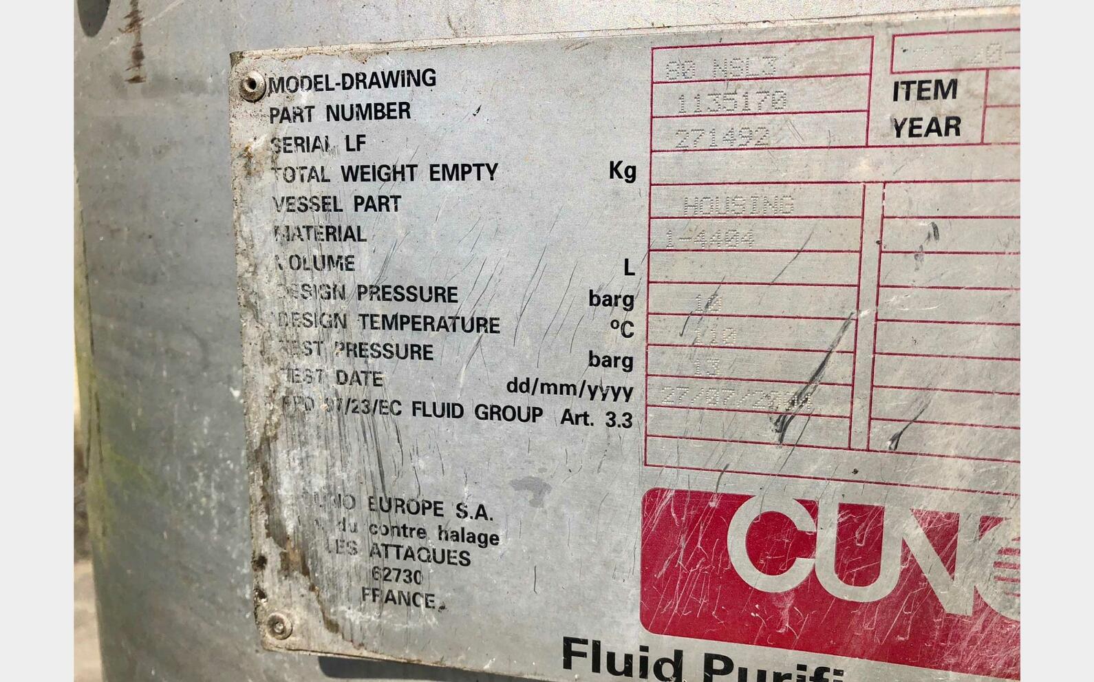 Filtre cartouche CUNO LSDH18 Mod 80NSL3