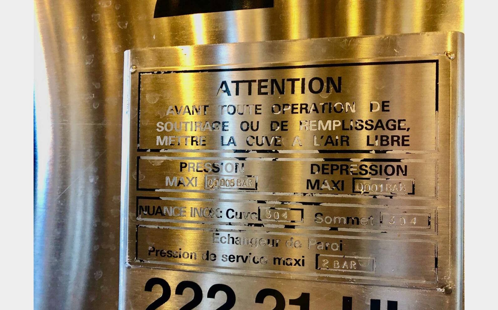 Cuve inox 304 - Thermor&eacute;gul&eacute;e 225 HL + 123 HL (34 800 litres) ETA