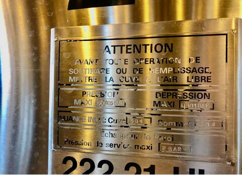 Cuve inox 304 - Thermor&eacute;gul&eacute;e 225 HL + 123 HL (34 800 litres) ETA