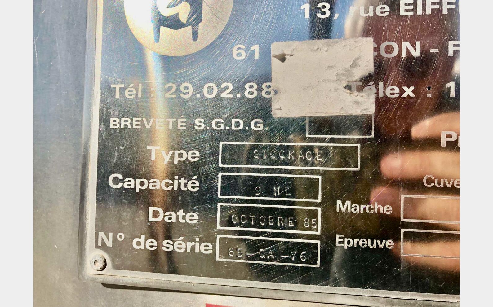 Stainless steel tank - Storage 9 HL (900 liters)
