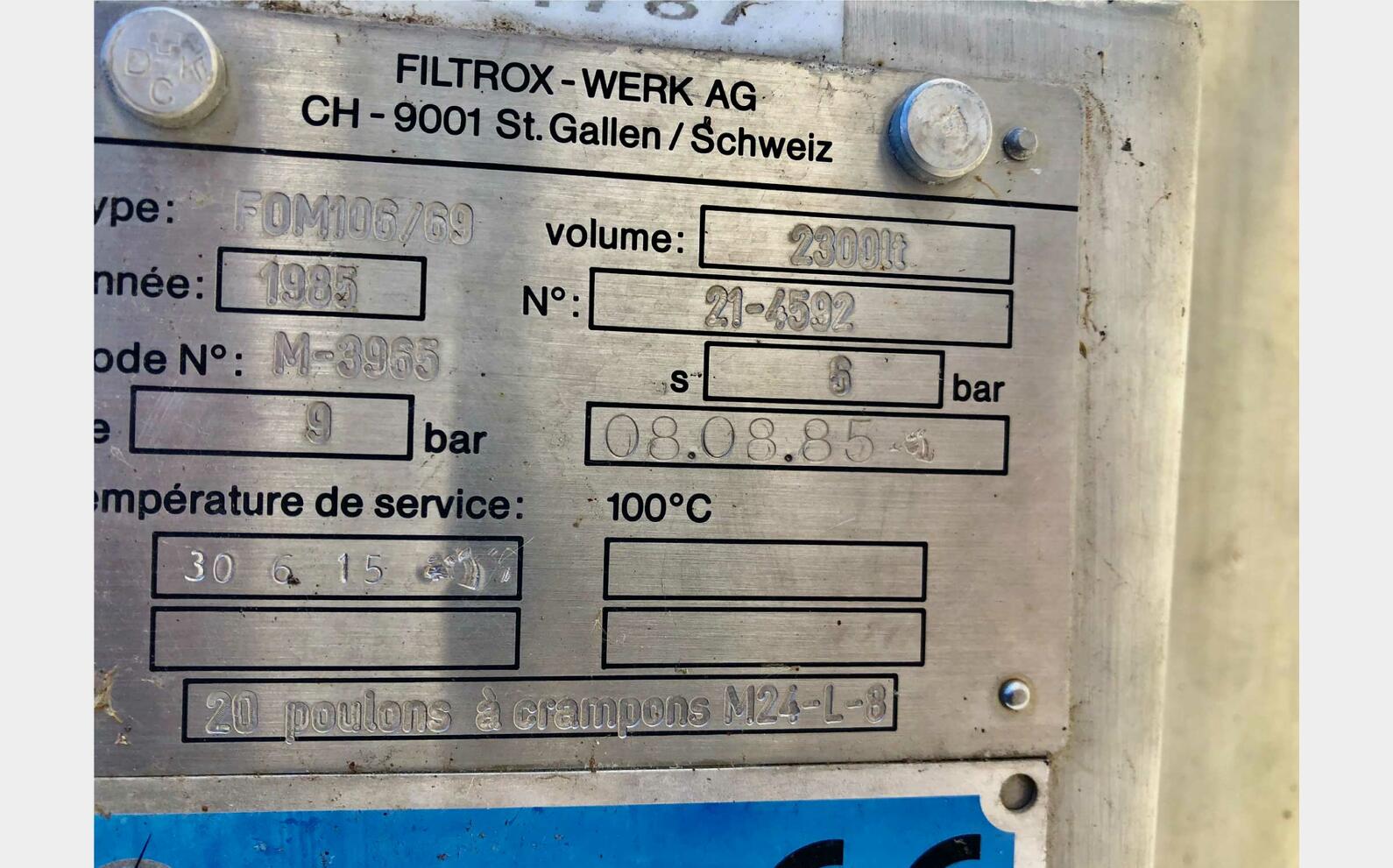 ATEX filtration unit - FILTROX-WERK 23 HL (2300 Liters) FILTROX-WERK