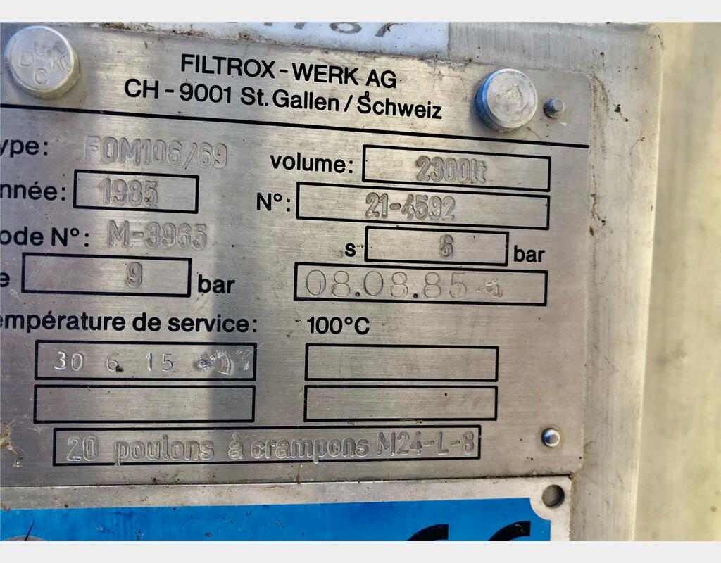 ATEX filtration unit - FILTROX-WERK 23 HL (2300 Liters) FILTROX-WERK