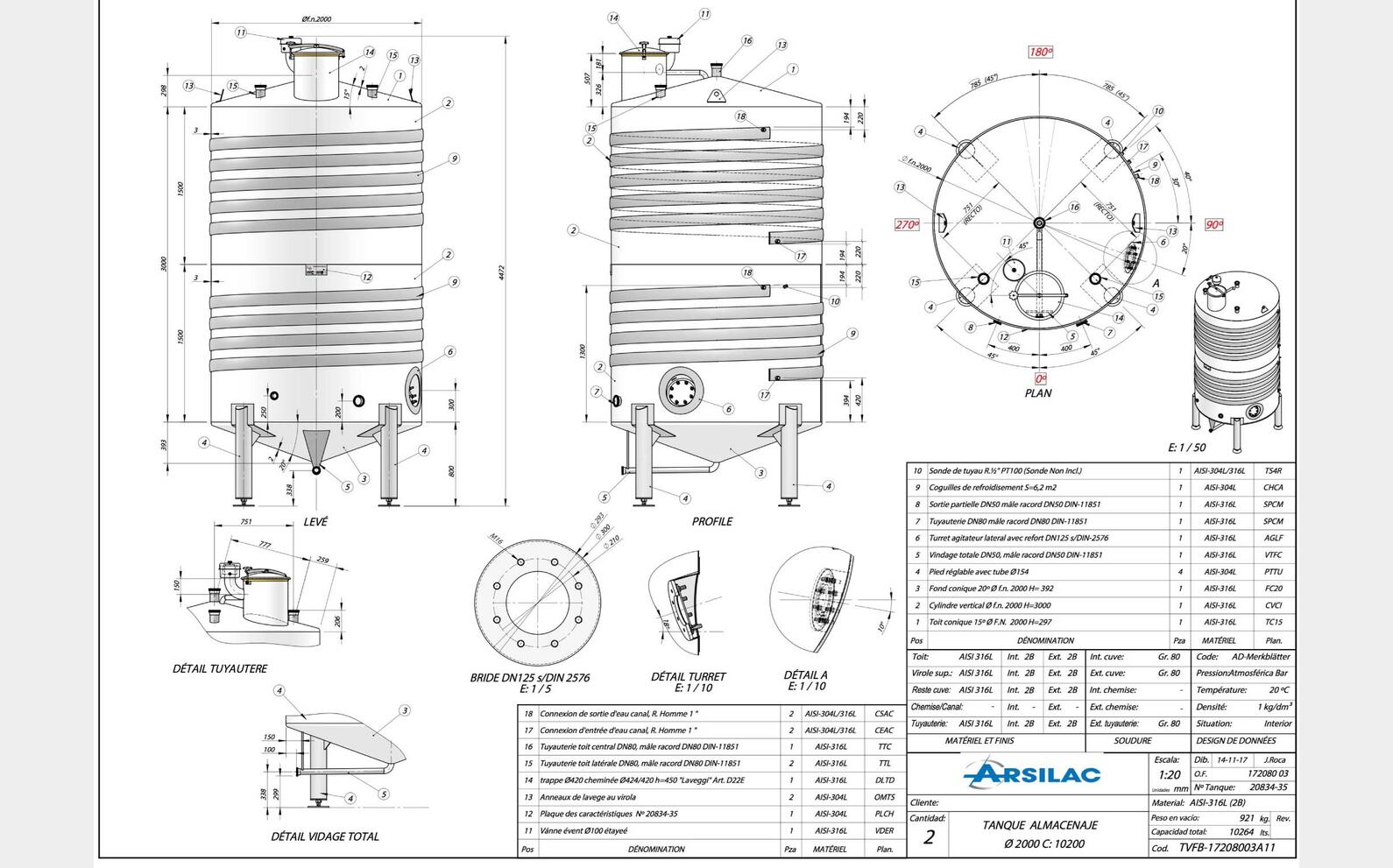 cuve  INOX 316L circuit coquill&eacute; MATERIEL NEUF