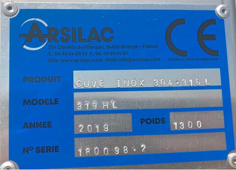 304L stainless steel tank 320 HL (32000 liters) ARSILAC
