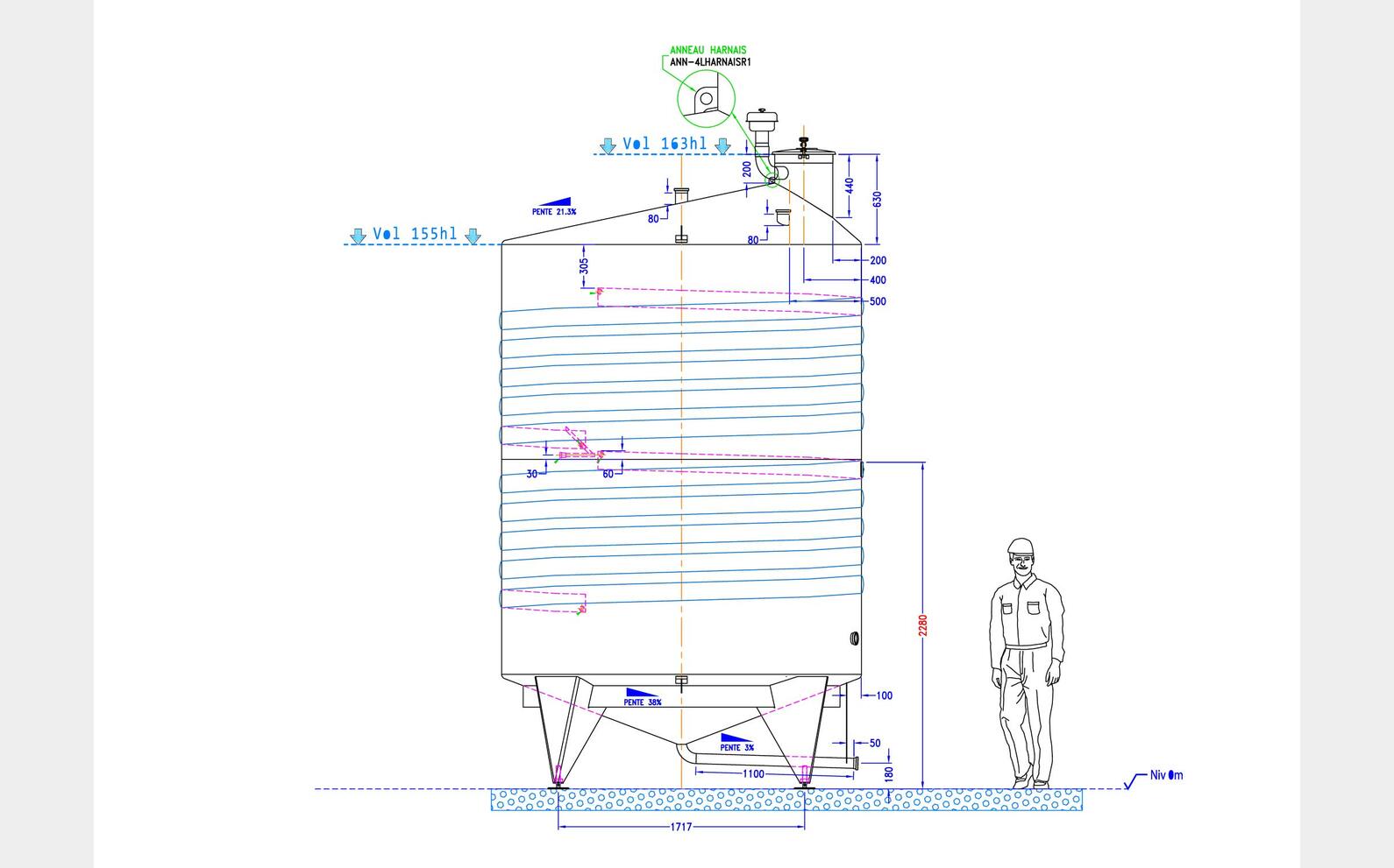 316L stainless steel tank 151 HL (15100 L) ARSILAC