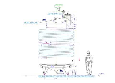 316L stainless steel storage tank - thermoregulated - Cylindrical - Off-centre conical dome