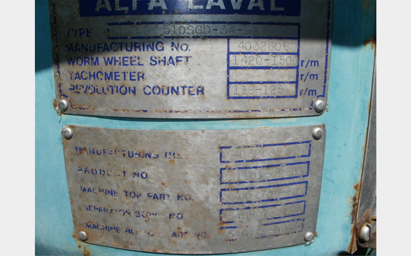 Centrifugeuse Type : VNPX 510SGD-34-50