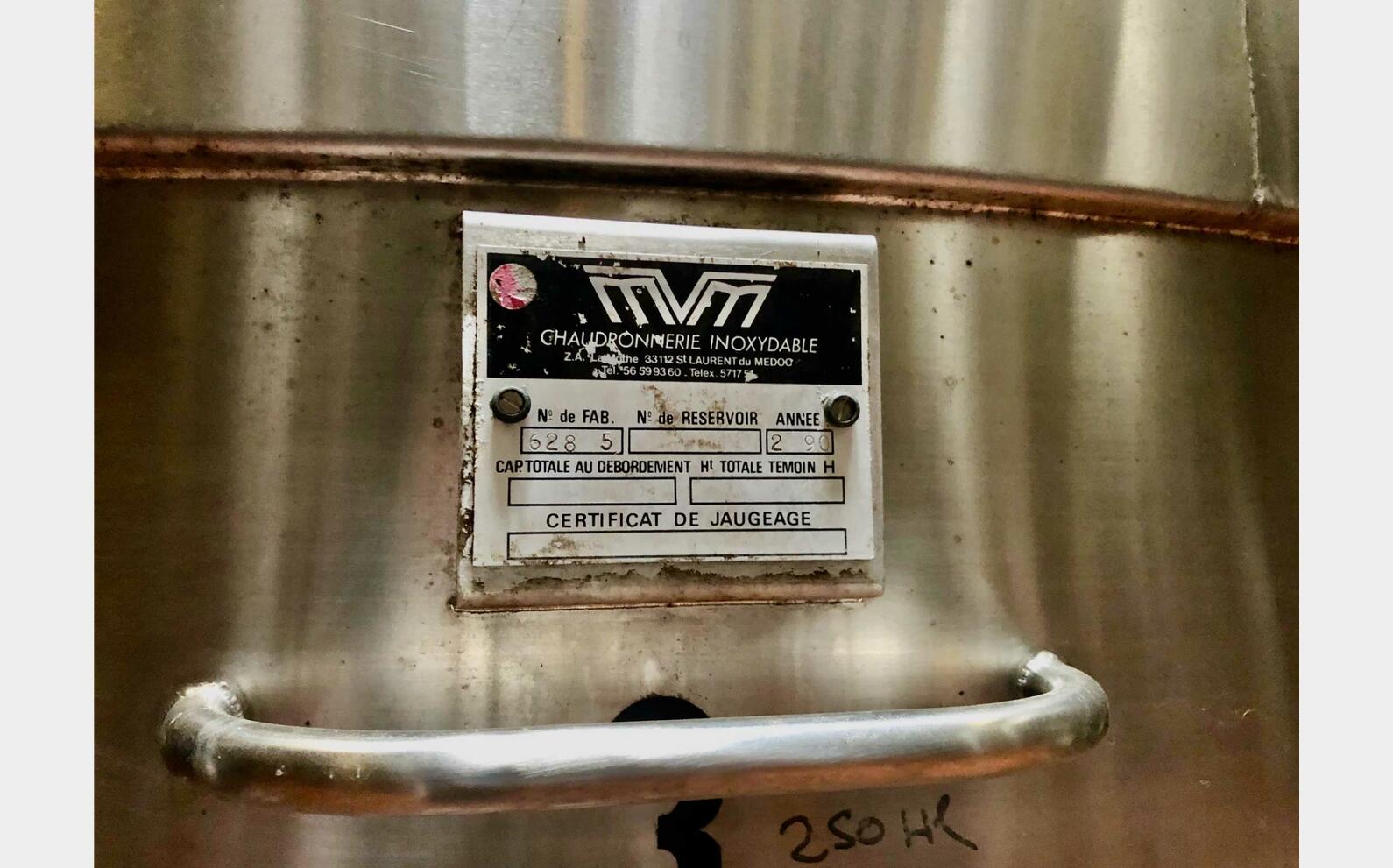 316 stainless steel tank 250 HL (25 000 liters) MVM
