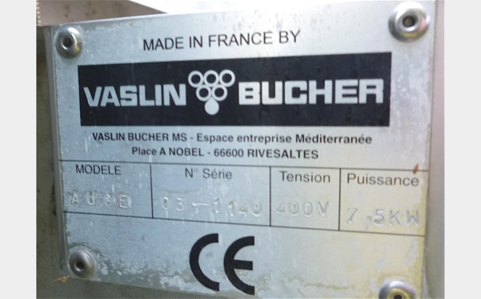 Vis sans fin INOX Marque : VASLIN BUCHER