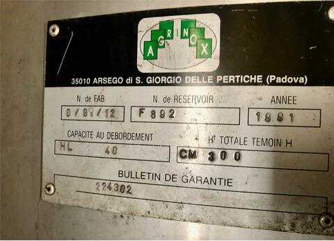 Stainless steel tank - Floating cap 40 HL (4 000 liters)