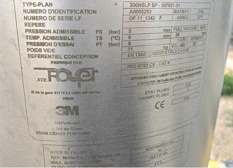 Filtre &agrave; panier - Inox 316L 82 Litres ROYER