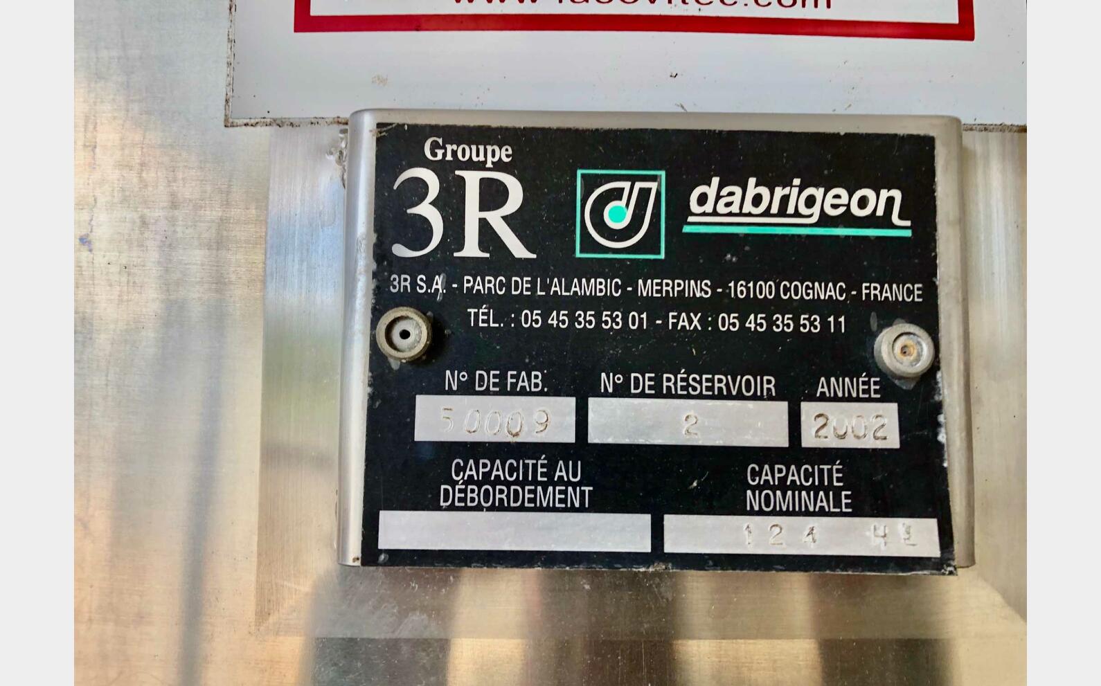 Stainless steel tank - On legs 120 HL (12 000 liters) DABRIGEON