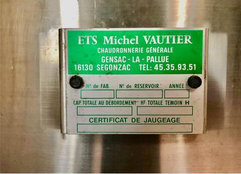 304 ss tank - Flat bottom 125 HL (12 500 liters) VAUTIER