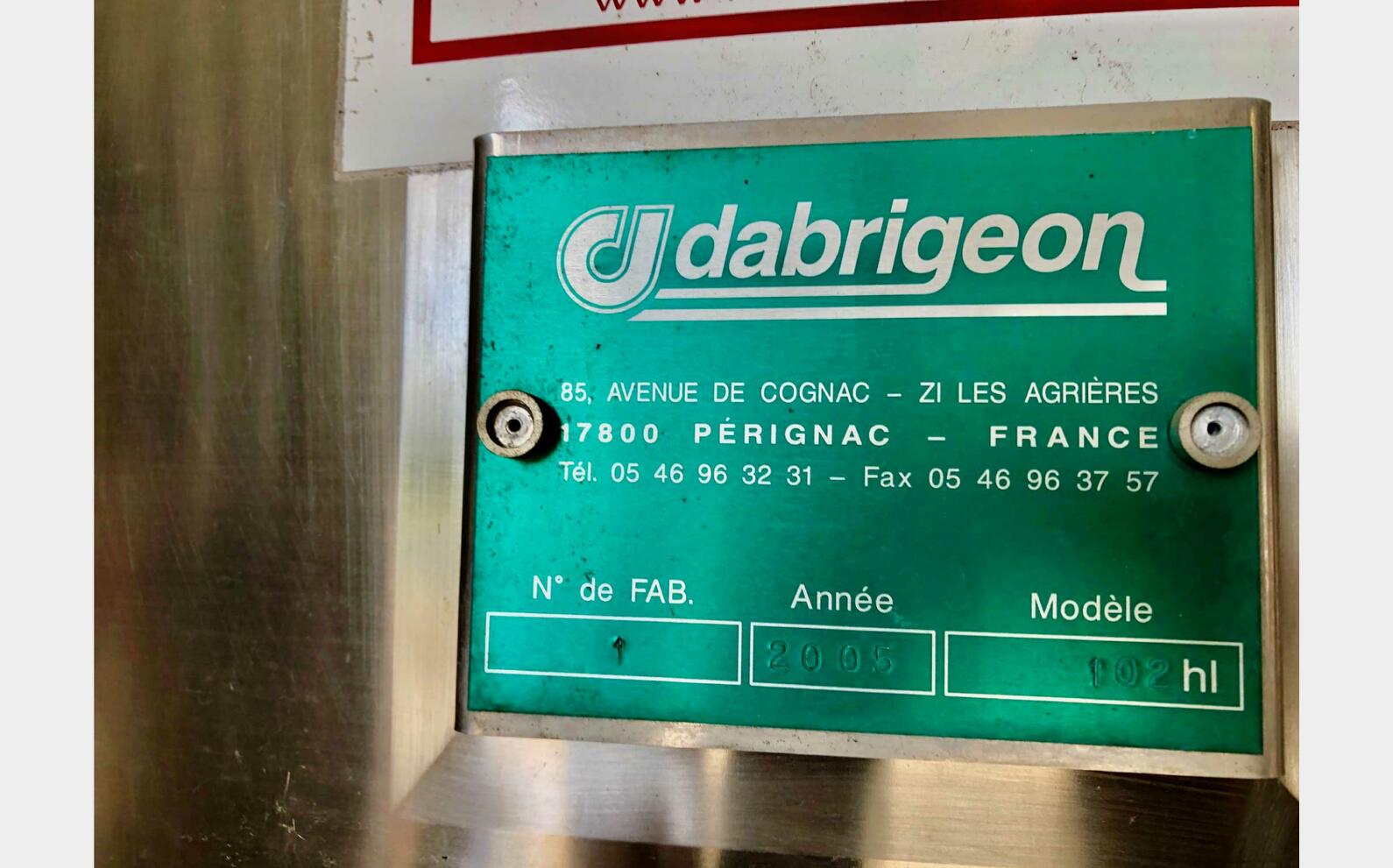 Stainless steel tank - On legs DABRIGEON 100 HL (10 000 liters)