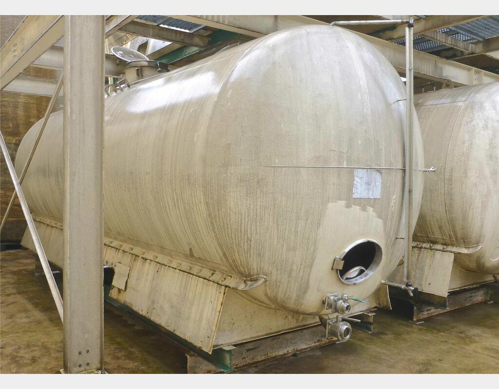 Cuve de stockage horizontale inox 316L - Volume : 200 hls (20 000 litres)