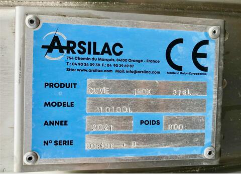 316L stainless steel storage tank 101 HL (10 100 liters) ARSILAC