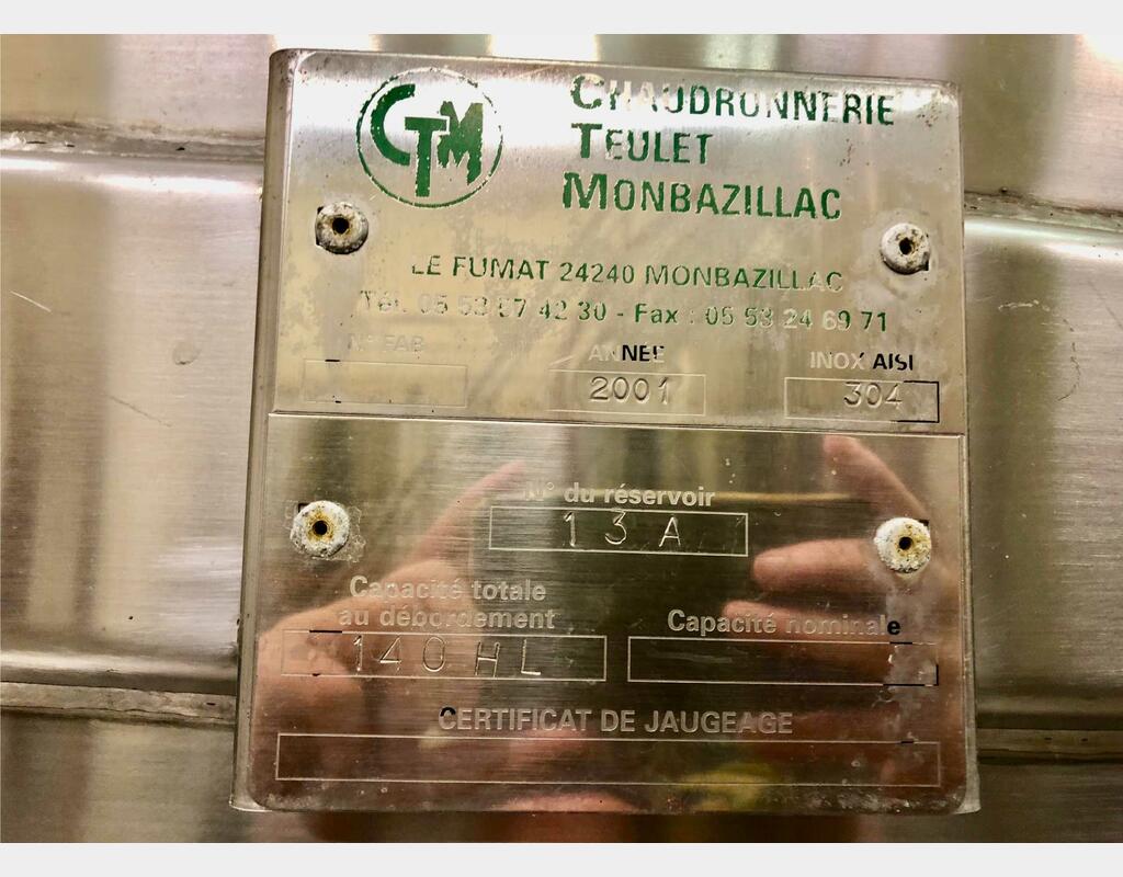 Cuve inox fermée - Fond conique sur pieds