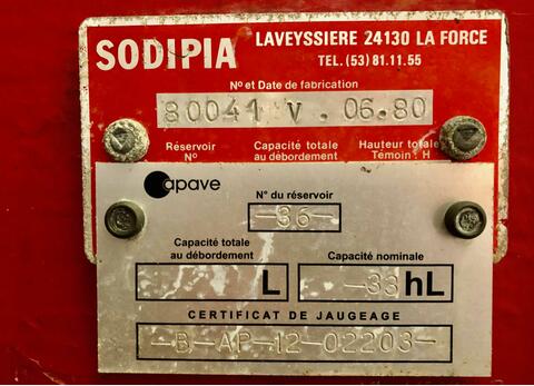 Fiber tank - Storage 33 HL (3,300 liters) SODIPIA
