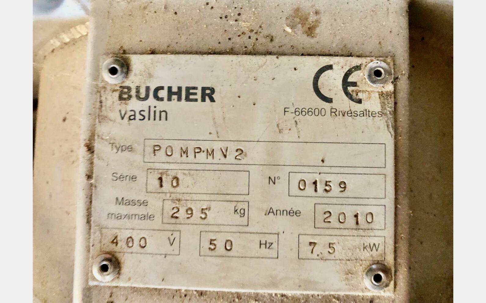 Pompe &agrave; raisin et marc 20 T/h BUCHER VASLIN