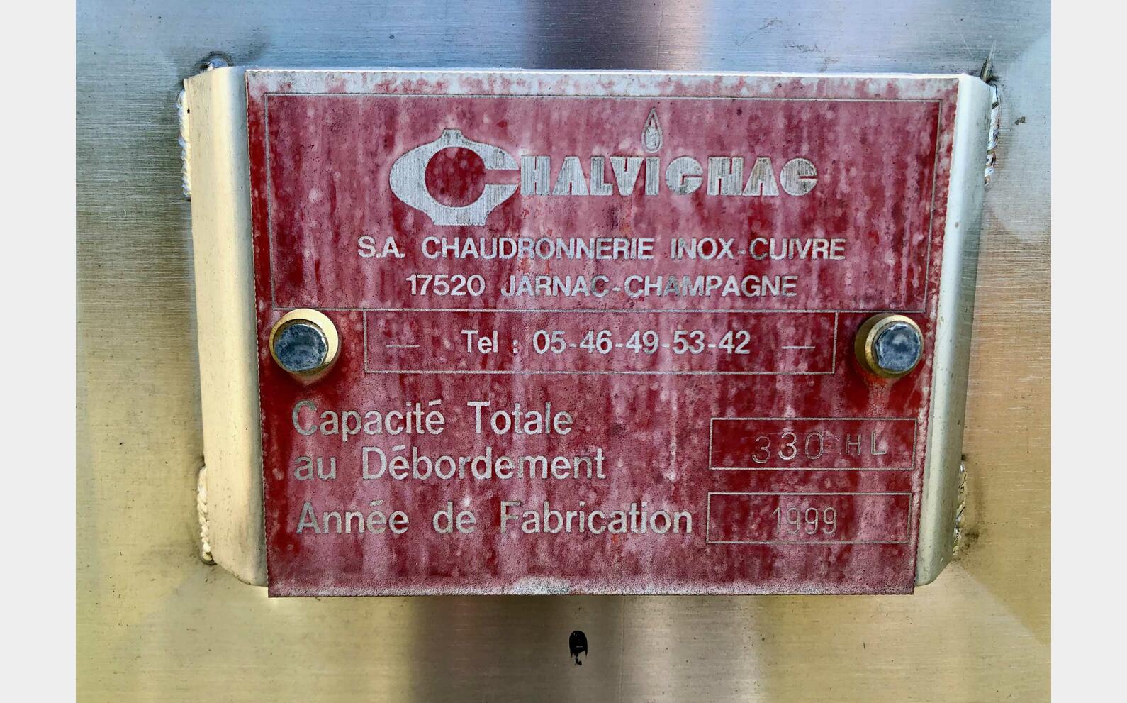 Stainless steel tank - Storage 330 HL (33 000 liters) CHALVIGNAC